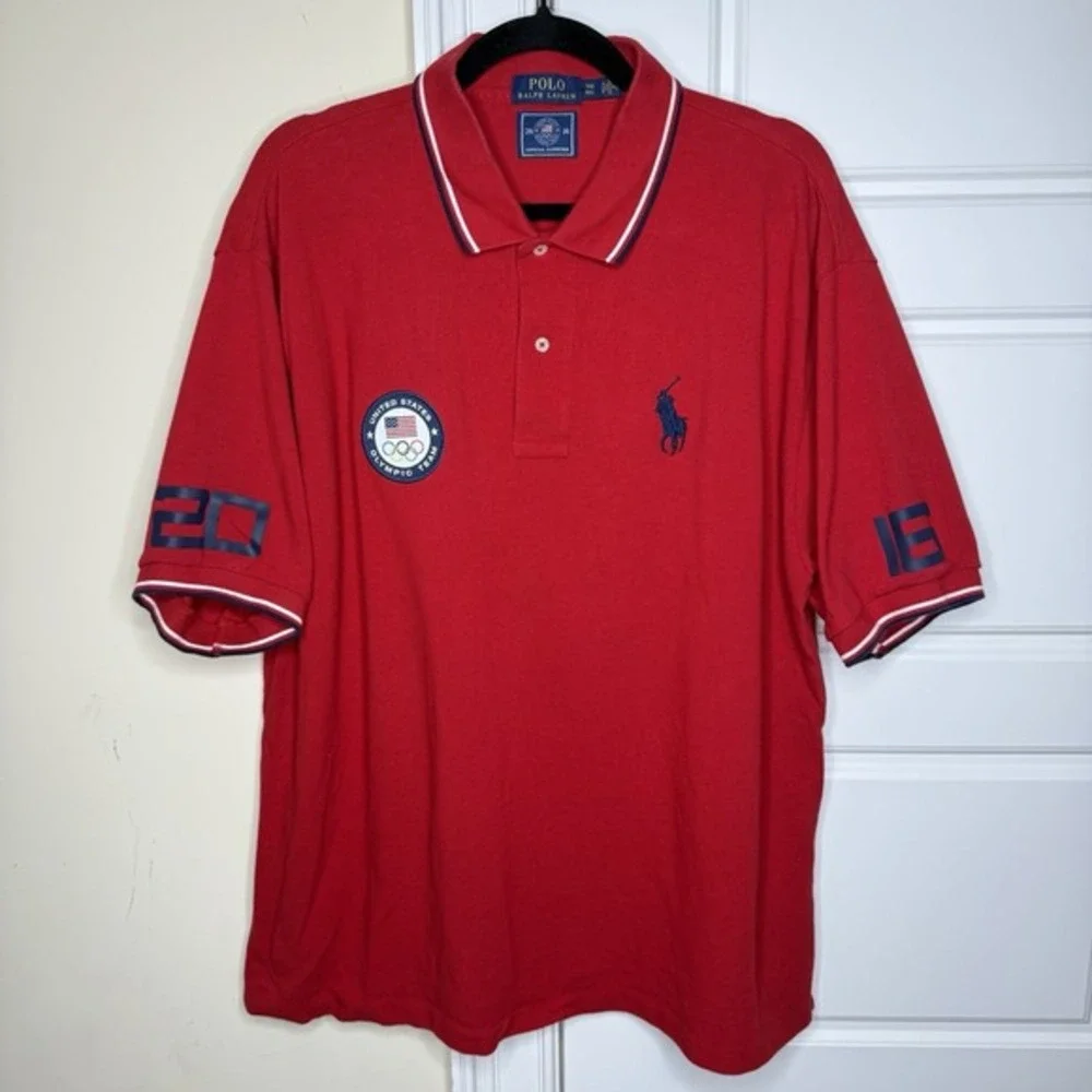 Ralph‎ Lauren Polo Shirt Men's 1XB Big Red USA Olympics 2016 Pony Short Sleeve